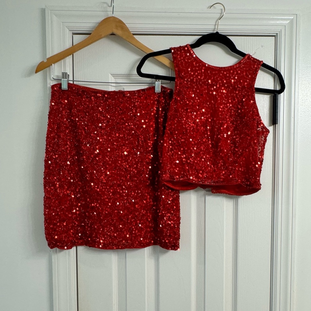 vintage Primavera formal top skirt red sx 10